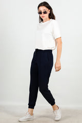 Geborstelde Joggingbroek Met Boord — Donkerblauw