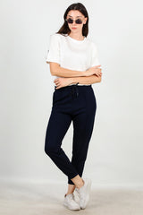 Geborstelde Joggingbroek Met Boord — Donkerblauw