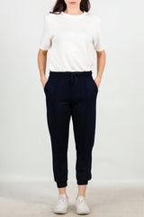 Geborstelde Joggingbroek Met Boord — Donkerblauw