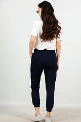 Geborstelde Joggingbroek Met Boord — Donkerblauw