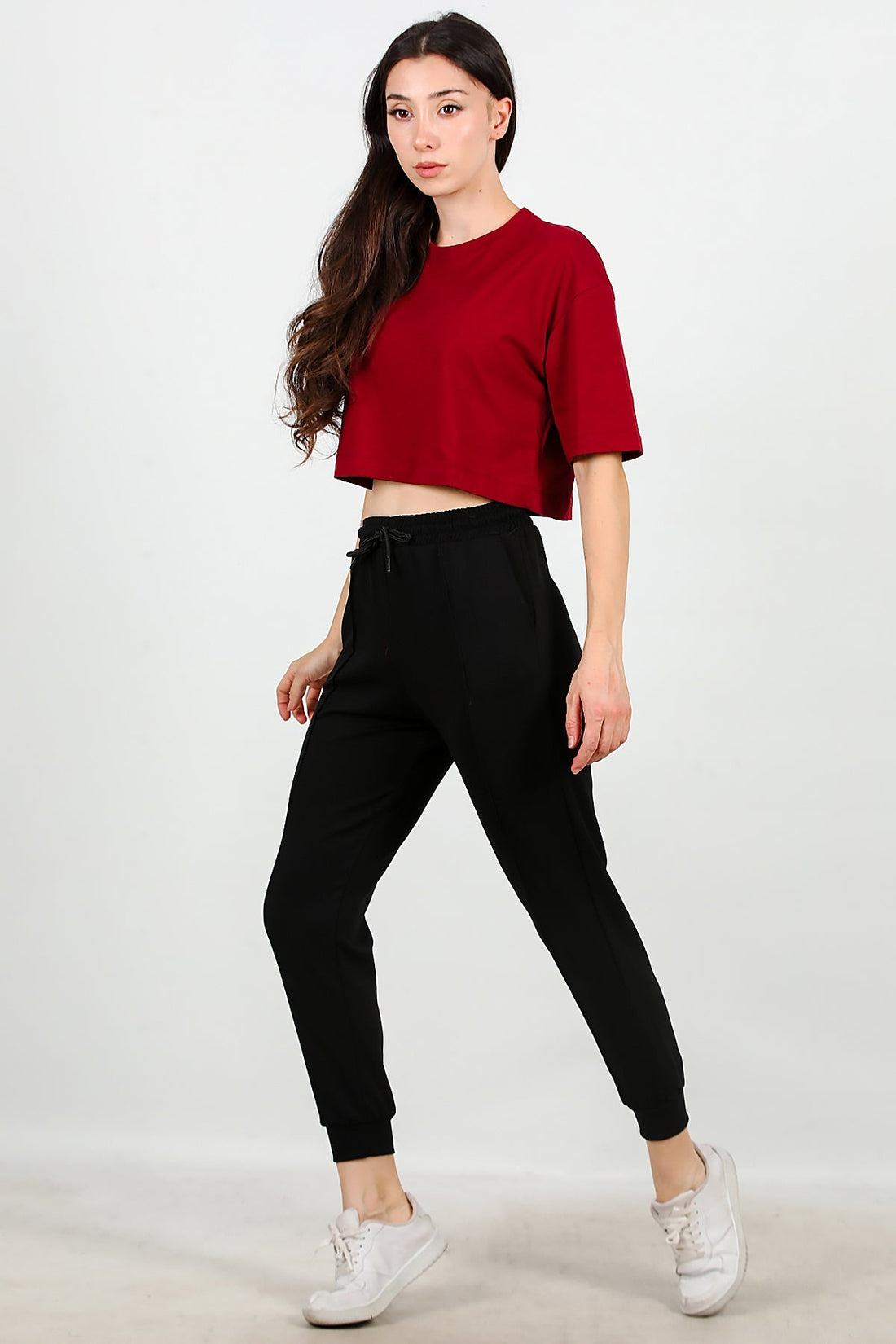 Brushed Cuffed Sweatpants — Black