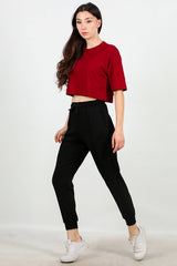 Brushed Cuffed Sweatpants — Black