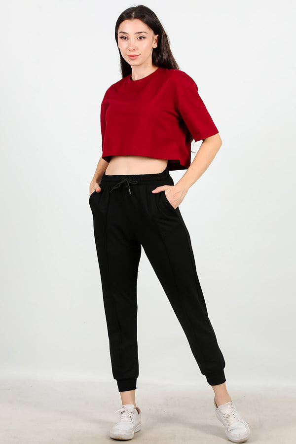 Geborstelde Joggingbroek Met Boord — Zwart