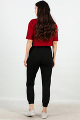 Brushed Cuffed Sweatpants — Black