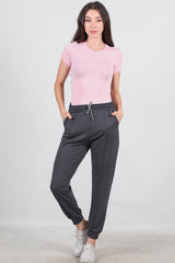 Brushed Cuffed Sweatpants — Charcoal