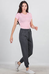 Brushed Cuffed Sweatpants — Charcoal
