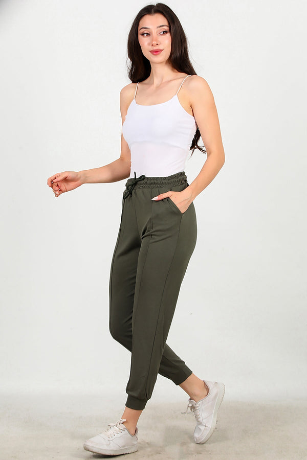 Çimalı Sweatbroek Met Boorden Khaki