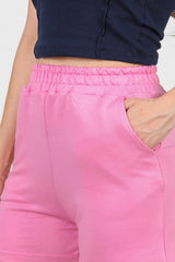Rosa Jersey - Shorts Mit Taschen