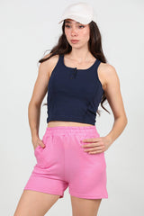 Rosa Jersey - Shorts Mit Taschen