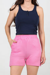 Rosa Jersey - Shorts Mit Taschen