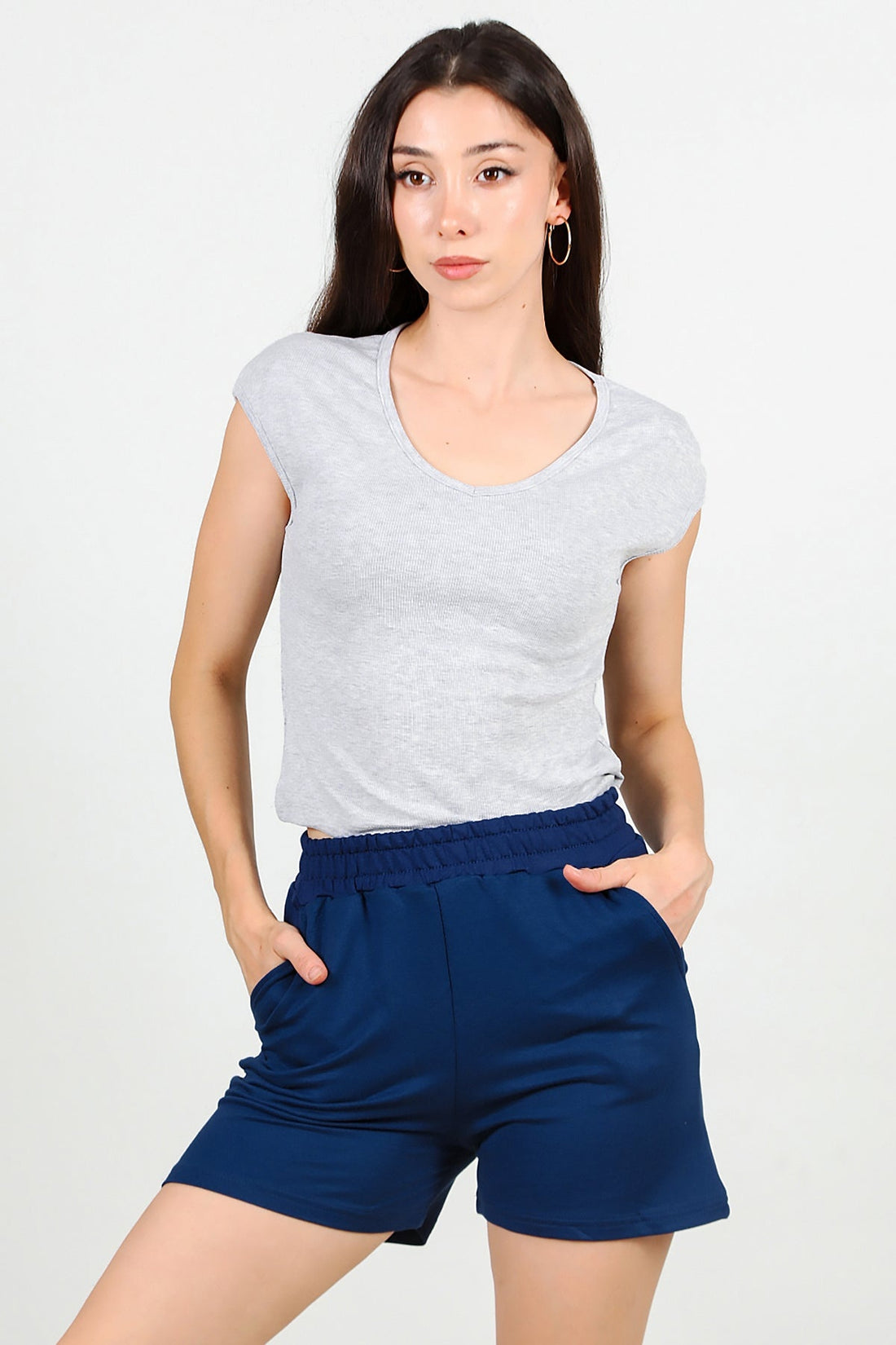 Jersey Shorts With Pockets, Navy