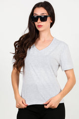T - Shirt Met V - Hals – Grijs