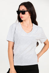T - Shirt Met V - Hals – Grijs