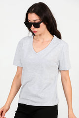 T - Shirt Met V - Hals – Grijs