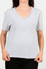 T - Shirt Met V - Hals – Grijs