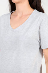 T - Shirt Met V - Hals – Grijs