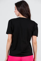 V - Ausschnitt T - Shirt – Schwarz