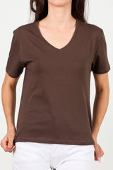 T - Shirt Met V - Hals – Bruin