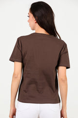 T - Shirt Met V - Hals – Bruin