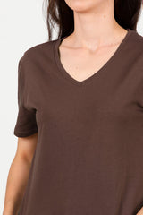 T - Shirt Met V - Hals – Bruin
