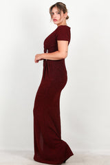 Abendkleid In Großen Größen Mit Verzierter Taille — Bordeaux