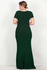 Abendkleid In Großen Größen Mit Verzierter Taille — Smaragd