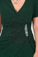 Abendkleid In Großen Größen Mit Verzierter Taille — Smaragd