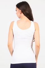 Geribd Top Met Brede Bandjes — Wit