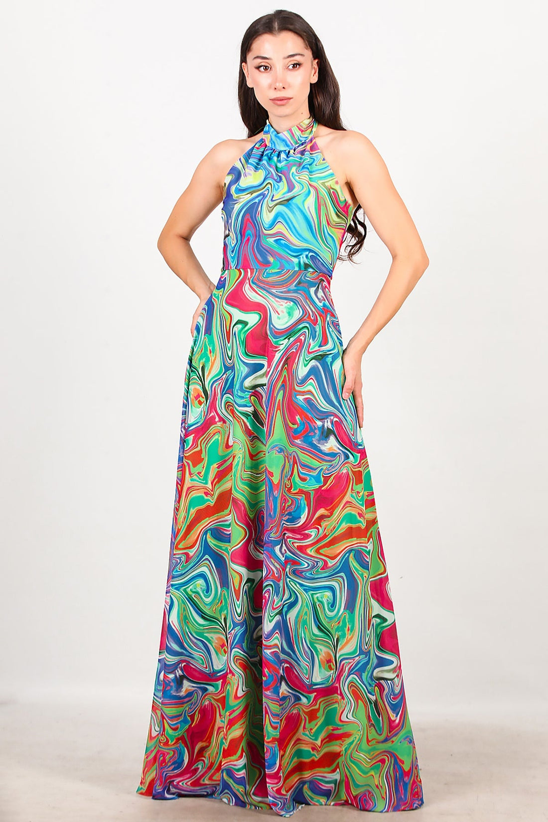 Langes Kleid Mit Bindetail, Orange