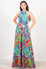 Langes Kleid Mit Bindetail, Orange