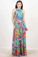 Langes Kleid Mit Bindetail, Orange