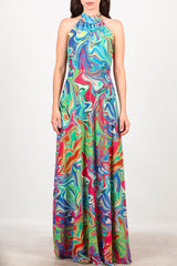 Langes Kleid Mit Bindetail, Orange