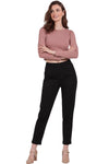 Broek Met Geplooide Zoom Zwart