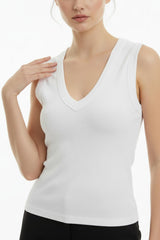 V - Hals Top Met Brede Bandjes - Off - White