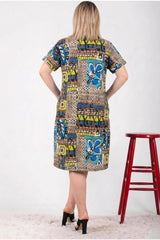 Jurk Met Dessin In Grote Maten — Multicolor