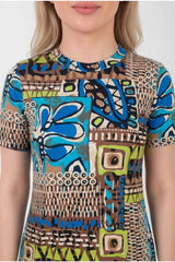 Jurk Met Dessin In Grote Maten — Multicolor