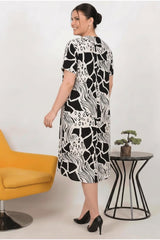 Jurk Met Dessin In Grote Maten — Multicolor