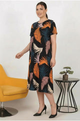 Jurk Met Dessin In Grote Maten — Multicolor