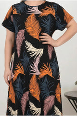 Jurk Met Dessin In Grote Maten — Multicolor