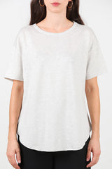 T - Shirt Met Ronde Hals En Afgeronde Zoom — Lichtgrijs