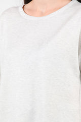 T - Shirt Met Ronde Hals En Afgeronde Zoom — Lichtgrijs