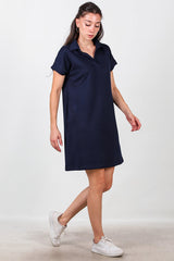 Kort Jurk Met Kraag — Marineblauw