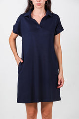 Kort Jurk Met Kraag — Marineblauw