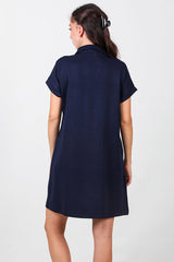 Kort Jurk Met Kraag — Marineblauw