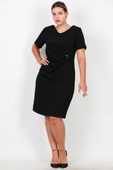 Große Größen – Kurzes Abendkleid Mit Steinbesatz An Der Taille, Schwarz