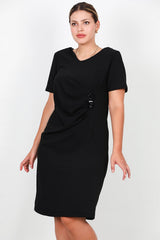 Große Größen – Kurzes Abendkleid Mit Steinbesatz An Der Taille, Schwarz