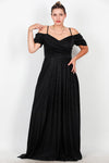 Große Größen Schulterfreies, Langes Glitzer - Abendkleid – Schwarz