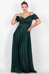 Große Größen Schulterfreies Glitzer - Abendkleid, Lang — Smaragd