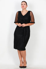 Zwarte Midijurk Met Tulemouwen En Taille - Detail — Grote Maten