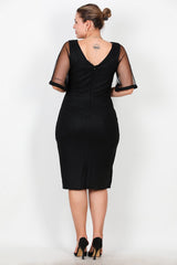 Zwarte Midijurk Met Tulemouwen En Taille - Detail — Grote Maten